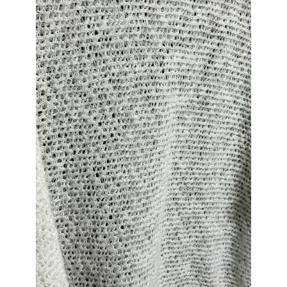 Eileen Fisher White Organic Cotton Mesh Knit Dolman Sleeve Boxy Sweater L S3FLM - Picture 7 of 10